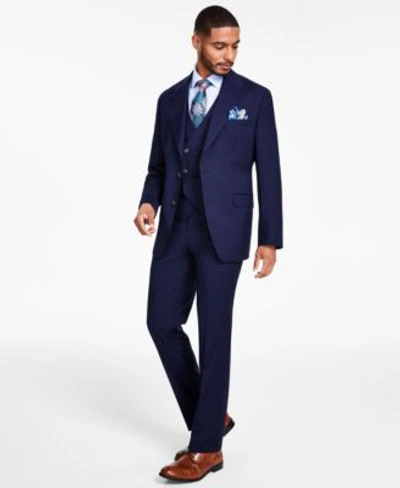 Shop Tayion Collection Mens Classic Fit Vested Suit Separate In Dark Blue