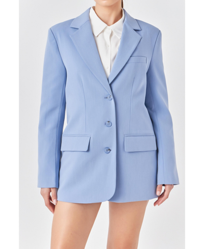 Shop Endless Rose Women's 3 Button Suit Blazer In Clean Blue