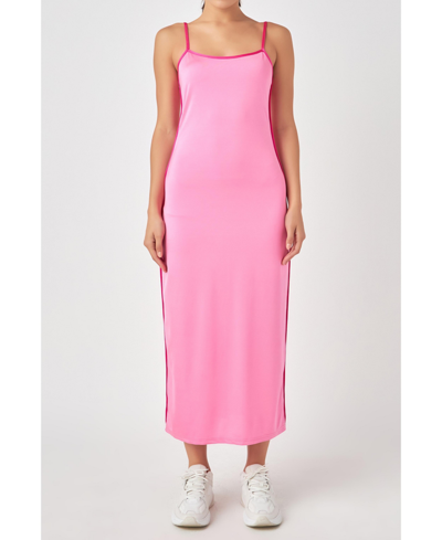 Shop Endless Rose Women's Contrast Binding Maxi Dress In Pink/fuchsia