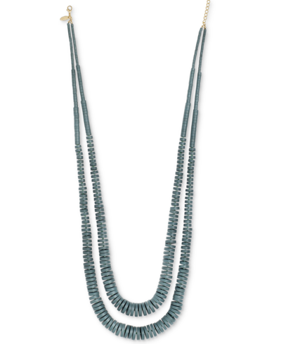 Shop Style & Co Gold-tone Color Beaded Layered Strand Necklace, 36" + 3" Extender, Created For Macy's In Green