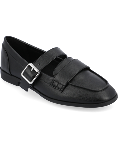 Shop Journee Collection Women's Caspian Buckle Loafers In Black