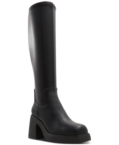 Shop Aldo Women's Auster Knee-high Block-heel Tall Boots In Black Smooth