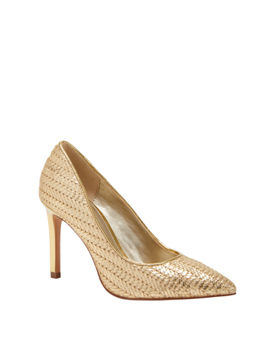 Shop Katy Perry Women's The Marcella Woven Pumps In Gold - Polyurethane And Polyester