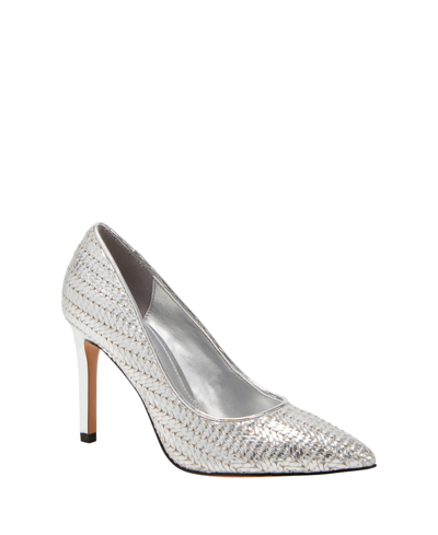 Shop Katy Perry Women's The Marcella Woven Pumps In Silver - Polyurethane And Polyester