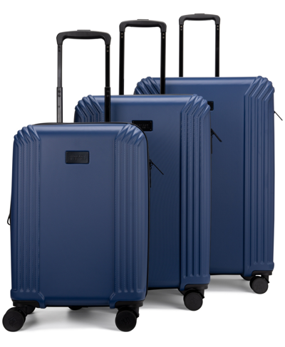Shop Badgley Mischka Evalyn 3 Piece Expandable Luggage Set In Navy