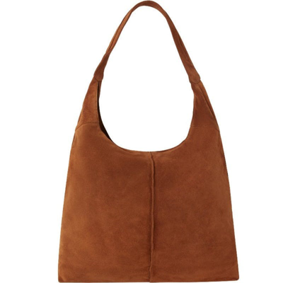 Shop Brix + Bailey Camel Soft Suede Hobo Shoulder Bag In Brown