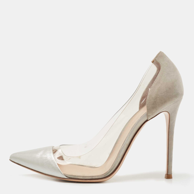 Pre-owned Gianvito Rossi Grey/transparent Pvc And Leather Plexi Pumps Size 40