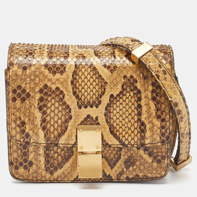 Pre-owned Celine Beige Python Small Classic Box Flap Bag