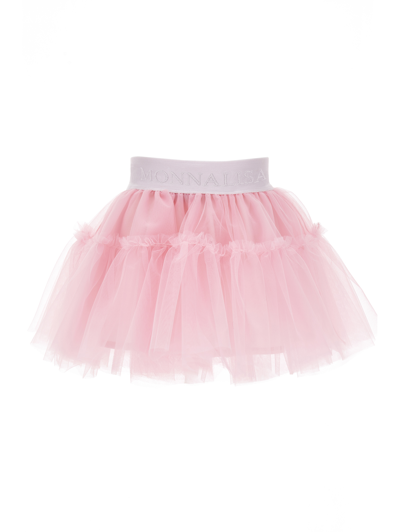 Shop Monnalisa Silk-touch Tulle Skirt In Rosa Fairy Tale