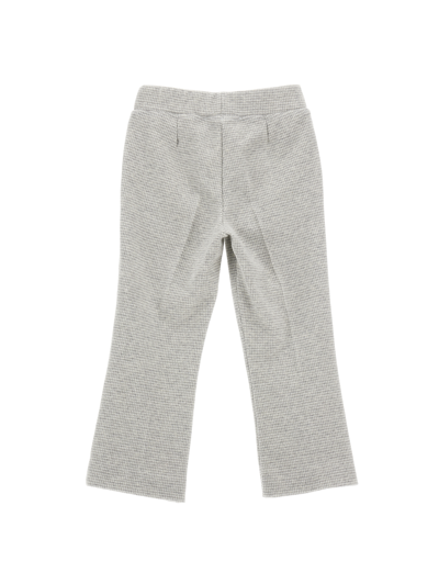 Monnalisa Houndstooth Flared Cotton-blend Pants In Cream + Grey