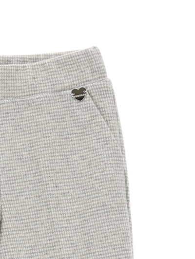 Shop Monnalisa Houndstooth Trousers In Cream + Grey
