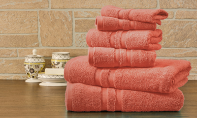 Shop Bibb Home 6 Piece Egyptian Cotton Towel Set In Pink