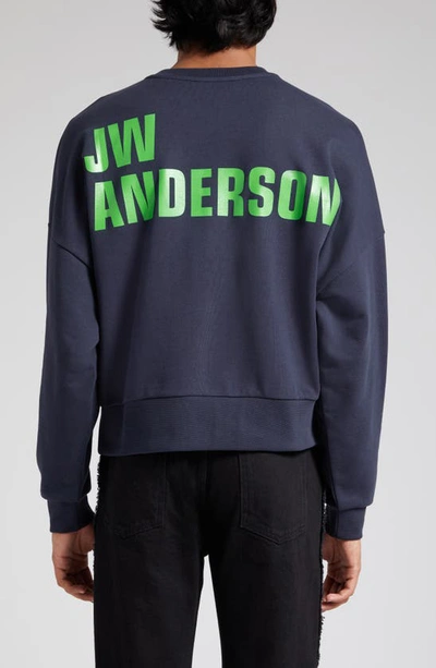 Shop Jw Anderson Anchor Logo Organic Cotton Graphic Sweatshirt In Navy