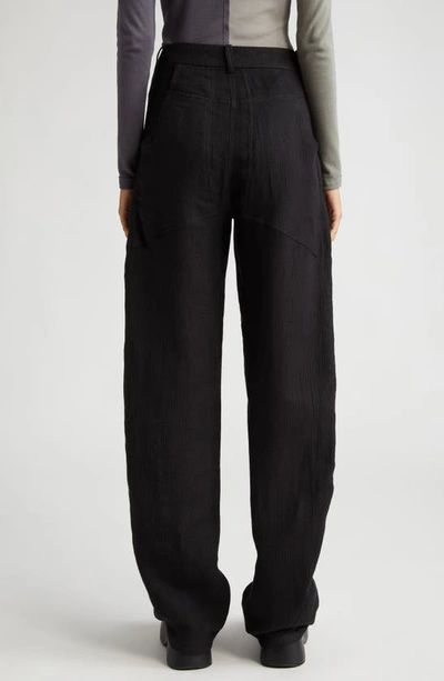 Shop Eckhaus Latta Reinforced Cotton & Linen Relaxed Fit Trousers In Coal