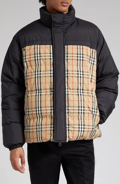 Shop Burberry Oakmere Reversible Puffer Jacket In Archive Beige Ip Chk