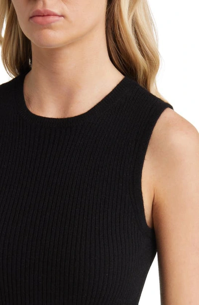 Shop Reformation Basil Rib Recycled Cashmere Blend Sweater Dress In Black