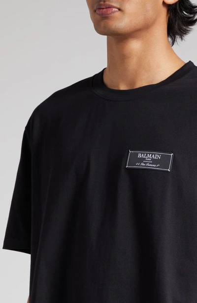 Shop Balmain Pierre  Label Cotton T-shirt In 0pa Black