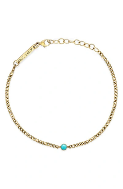 Shop Zoë Chicco Bezel Set Turquoise Bracelet In 14k Yellow Gold