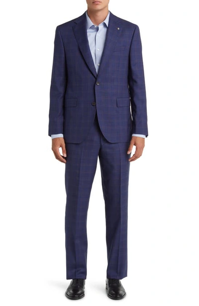 Shop Jack Victor Esprit Soft Constructed Deco Plaid Wool Suit In Navy