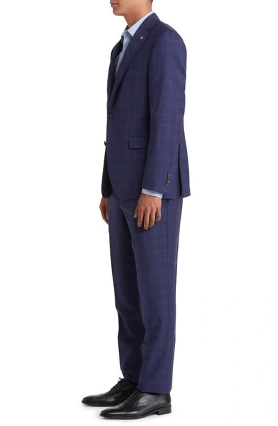 Shop Jack Victor Esprit Soft Constructed Deco Plaid Wool Suit In Navy