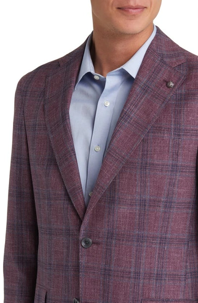 Shop Jack Victor Midland Soft Constructed Plaid Wool & Silk Blend Sport Coat In Berry