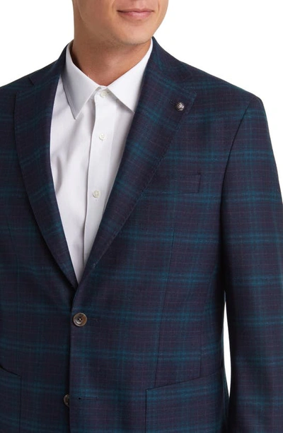 Shop Jack Victor Midland Soft Constructed Plaid Stretch Wool Sport Coat In Navy/ Olive
