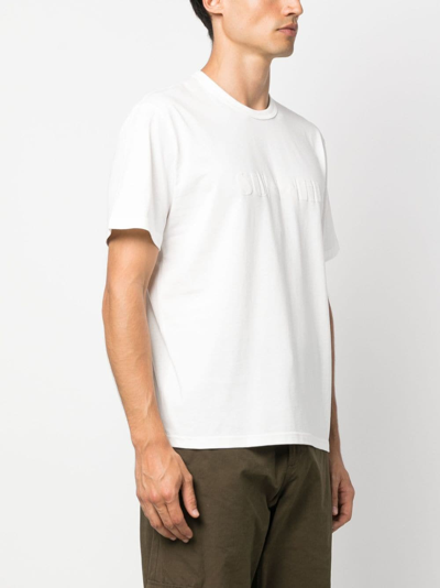 Shop Sunnei Logo-embossed Organic-cotton T-shirt In Weiss