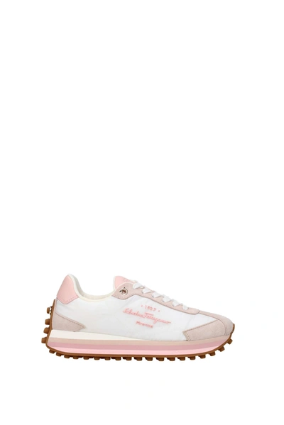 Shop Ferragamo Sneakers Fabric White Pink