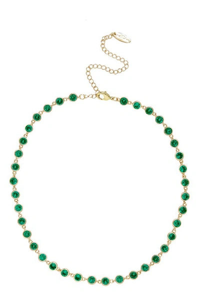 Shop Ettika Cubic Zirconia Bezel Necklace In Green