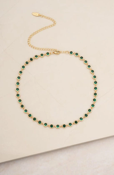 Shop Ettika Cubic Zirconia Bezel Necklace In Green
