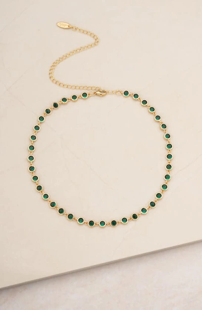 Ettika Cubic Zirconia Bezel Necklace In Green