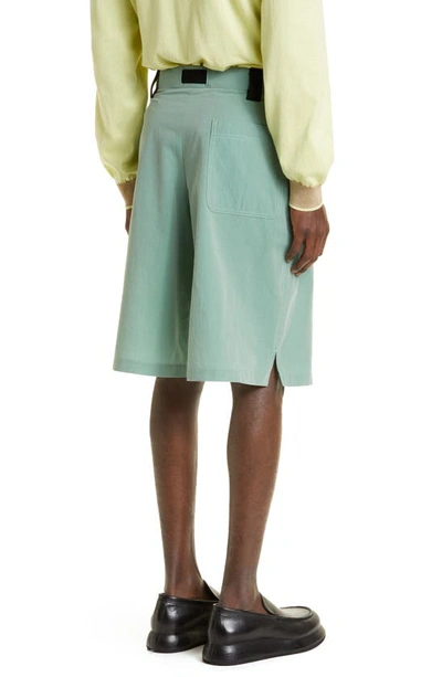 Shop Jacquemus Le Short Meio Oversize Belted Virgin Wool & Cotton Shorts In Khaki