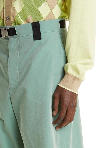 Shop Jacquemus Le Short Meio Oversize Belted Virgin Wool & Cotton Shorts In Khaki