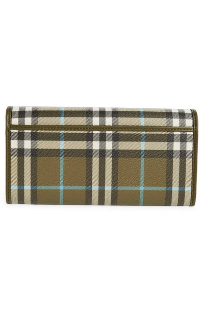 Shop Burberry Halton Vintage Check & Leather Continental Wallet In Olive Green
