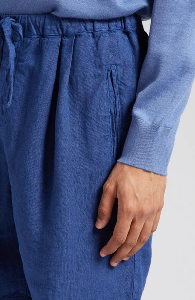 Shop Massimo Alba Kevin Drawstring Linen Shorts In Blue Massaua
