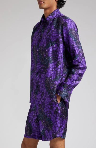 Shop Givenchy Grape Print Silk Button-up Shirt In Purple
