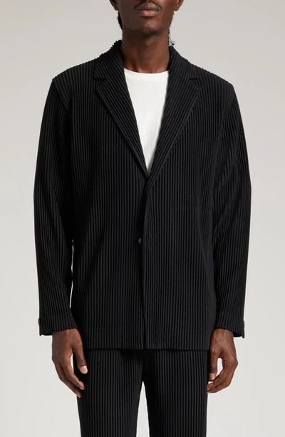 Shop Issey Miyake Homme Plissé  Basics Pleated Blazer In Black