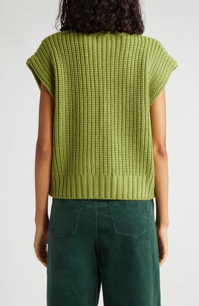 Shop Staud Bette Cap Sleeve Merino Wool Sweater In Fern