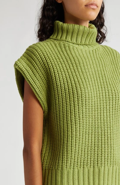 Shop Staud Bette Cap Sleeve Merino Wool Sweater In Fern