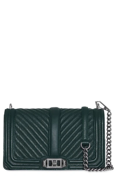 Shop Rebecca Minkoff Chevron Quilted Love Leather Crossbody Bag In Deep Jade