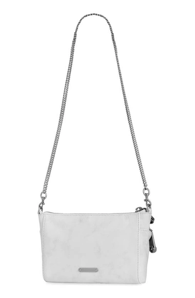 Shop Rebecca Minkoff Mini Julian Leather Crossbody Bag In White-grey
