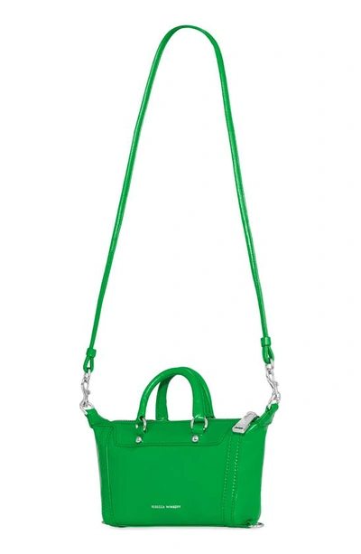 Shop Rebecca Minkoff Micro Mini M.a.b. Leather Crossbody Bag In Acid Green