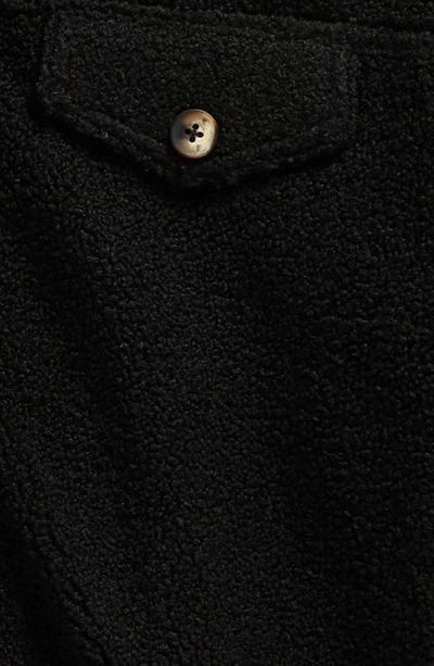 Shop Walking On Sunshine Kids' Textured Fleece Button-up Shirt In Black