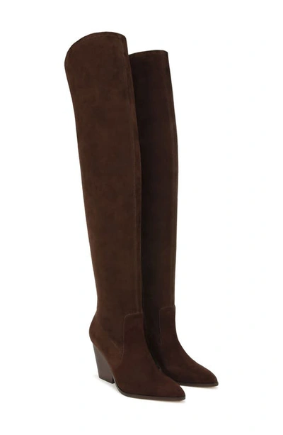 Shop Veronica Beard Lalita Pointed Toe Over The Knee Boot In Cacao