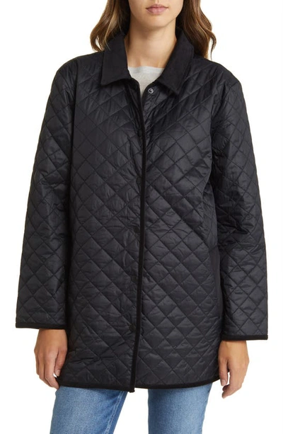 Shop Eileen Fisher Quilted Recycled Nylon Jacket In Black