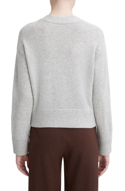 Vince 3 Button Boxy Cardigan In Soft Grey