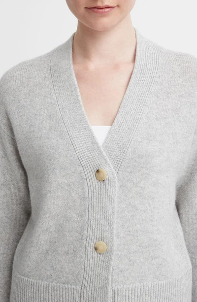 Vince 3 Button Boxy Cardigan In Soft Grey