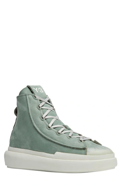 Shop Y-3 Gender Inclusive Nizza High Top Sneaker In Silver Green/ Green/ White