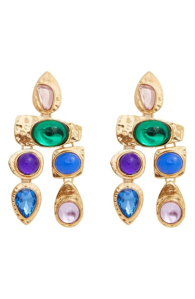 Shop Petit Moments Resin Stone Drop Earrings In Gold/ Blue Jewel