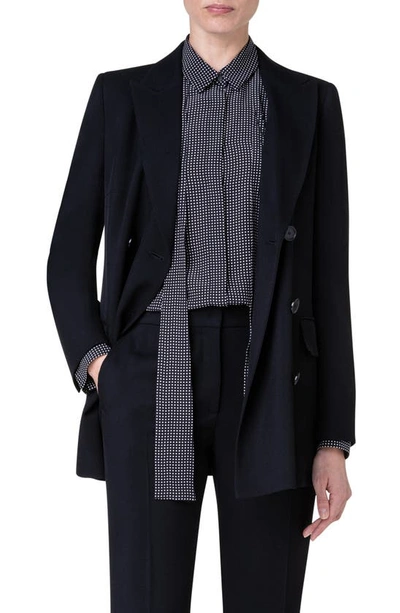 Akris Punto Wool Tricotine Tailored Top Jacket In 009 Black